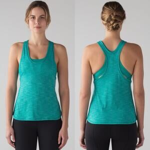 Lululemon Glide and Stride Tank In Heathered Viridian Green/Viridian Green Sz 8